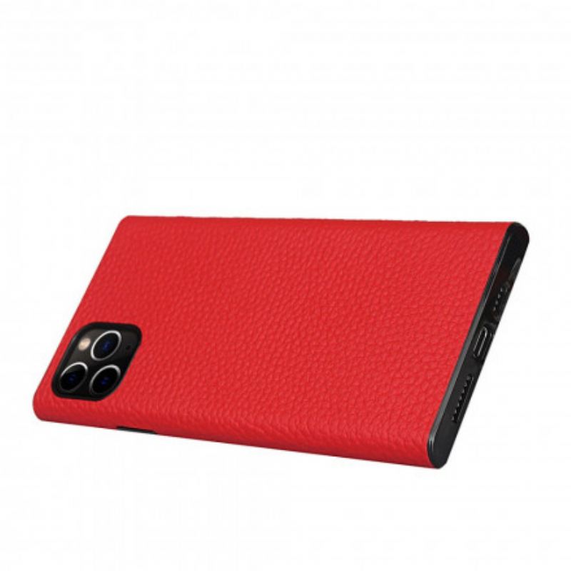 Maskica iPhone 11 Pro Max Prava Litchi Koža S Remenom