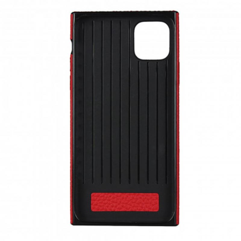 Maskica iPhone 11 Pro Max Prava Litchi Koža S Remenom
