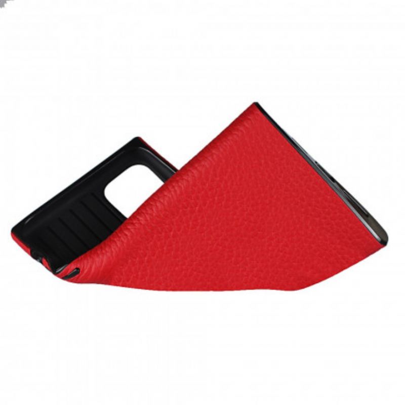 Maskica iPhone 11 Pro Max Prava Litchi Koža S Remenom