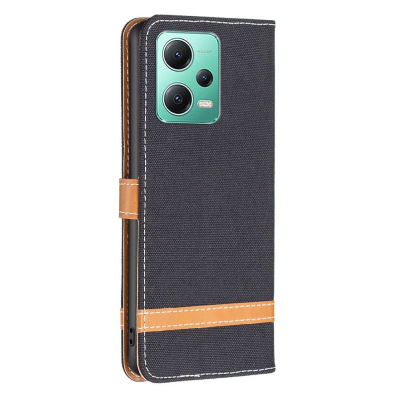 Kožna Futrola Xiaomi Redmi Note 12 5G Remen S Efektom Tkanine I Kože