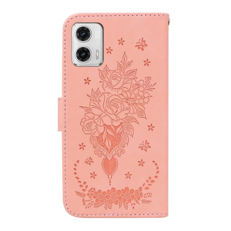 Futrola Moto G73 5G Ruže S Remenčićima I Leptiri