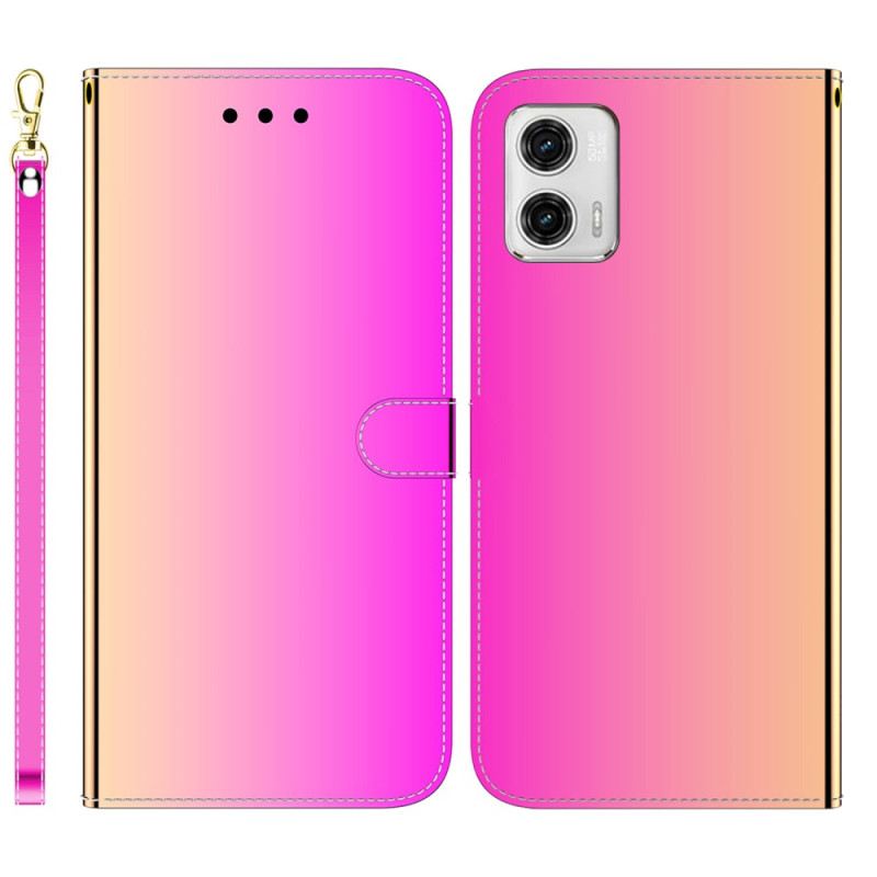 Futrola Moto G73 5G Umjetna Zrcalna Koža S Remenom