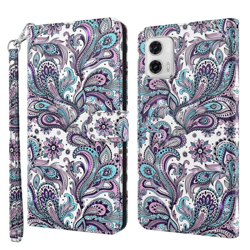Kožna Futrola Moto G73 5G Paisley Uzorak S Remenčićima