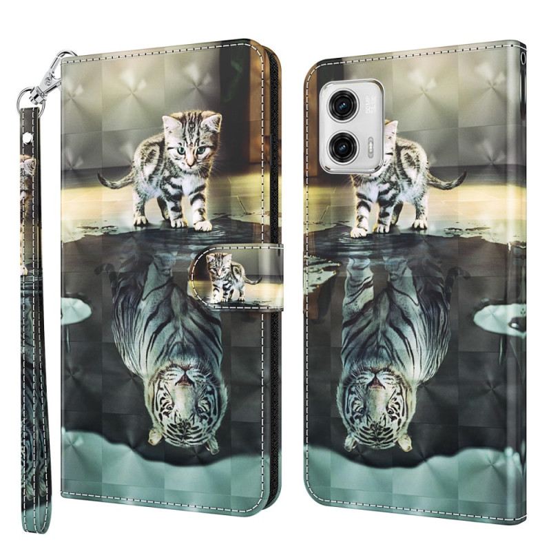 Kožna Futrola Moto G73 5G Strappy Kitten Dream