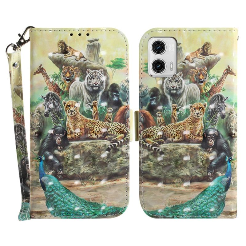 Kožna Futrola Moto G73 5G Thong Safari Životinje