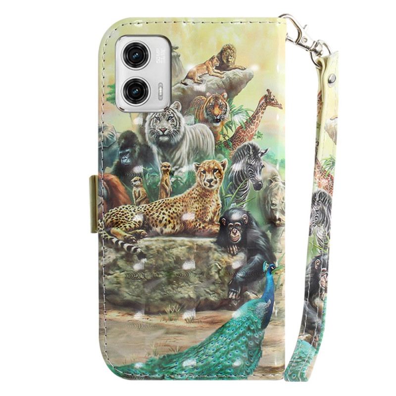 Kožna Futrola Moto G73 5G Thong Safari Životinje