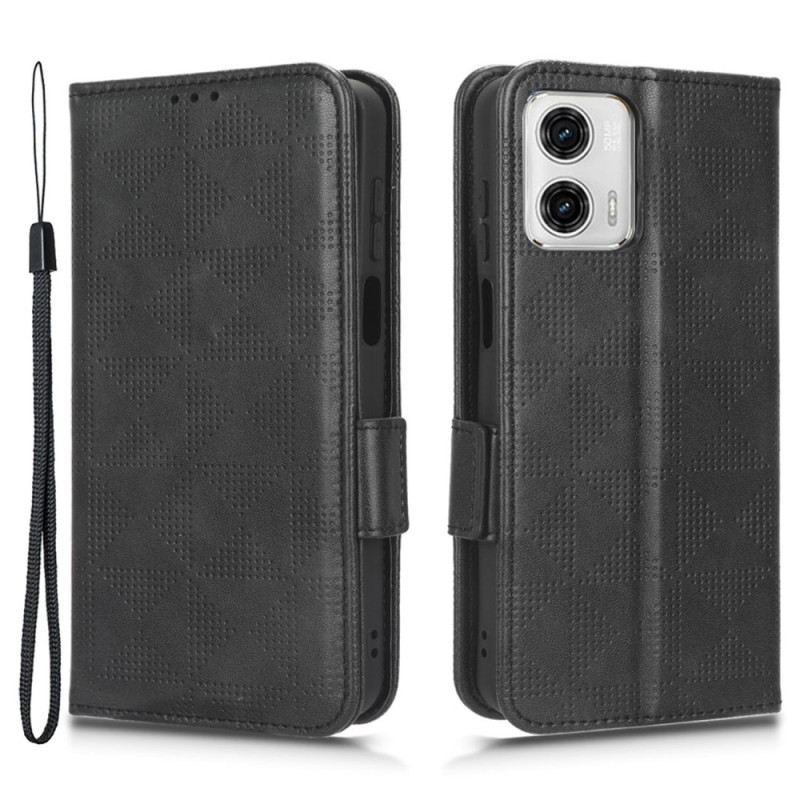 Kožna Futrola Moto G73 5G Tiskani Trokuti S Uzicom