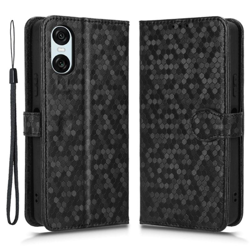 Kožna Futrola Sony Xperia 10 Vi Sjajne Točkice S Remenom