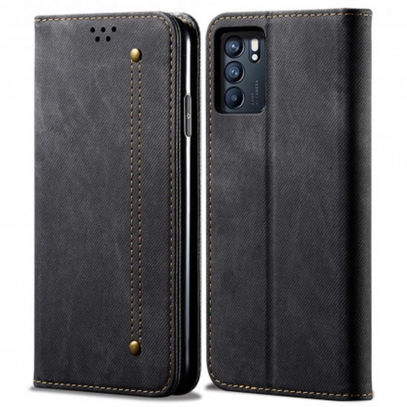 Flip Futrola Oppo Reno 6 5G Kožna Futrola Traper Tkanina