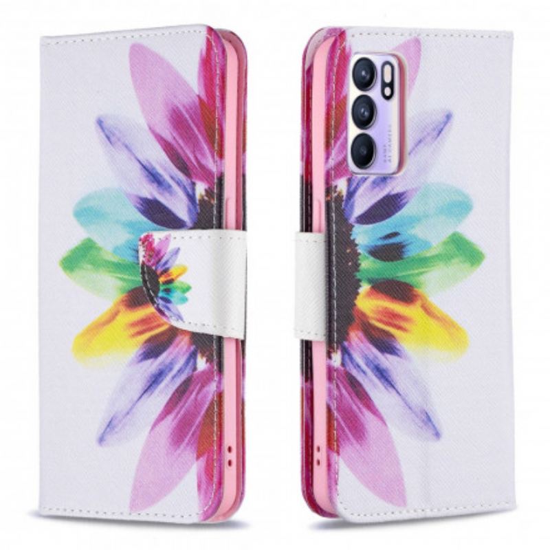 Kožna Futrola Oppo Reno 6 5G Akvarel Cvijet