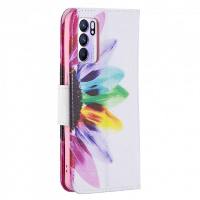 Kožna Futrola Oppo Reno 6 5G Akvarel Cvijet