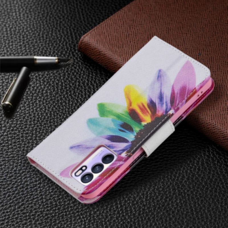 Kožna Futrola Oppo Reno 6 5G Akvarel Cvijet