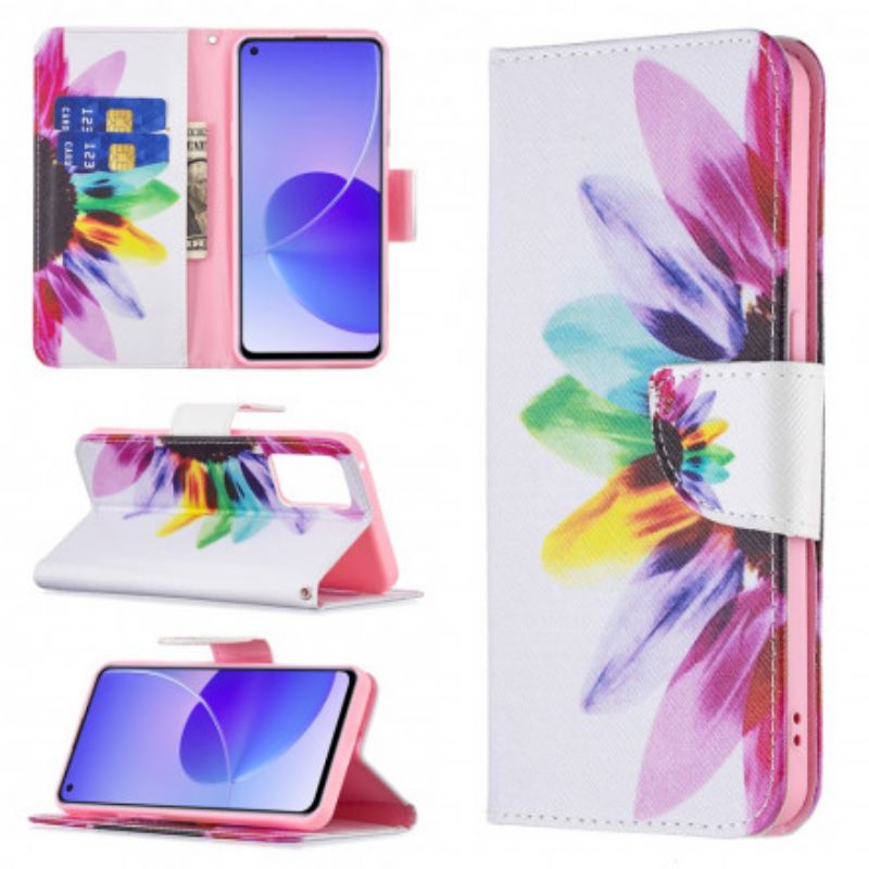 Kožna Futrola Oppo Reno 6 5G Akvarel Cvijet