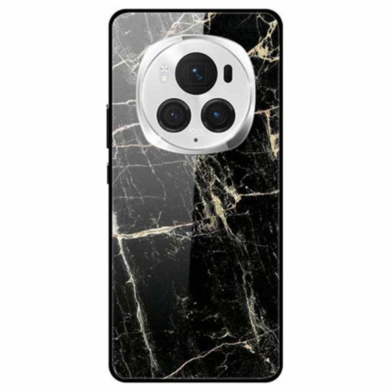 Maskica Honor Magic 6 Pro Crno Mramorno Platinasto Kaljeno Staklo
