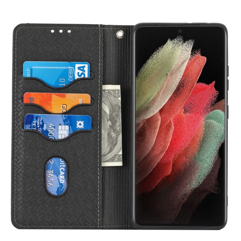 Futrola Samsung Galaxy S21 Ultra 5G Stil Od Pletene Kože S Remenčićima