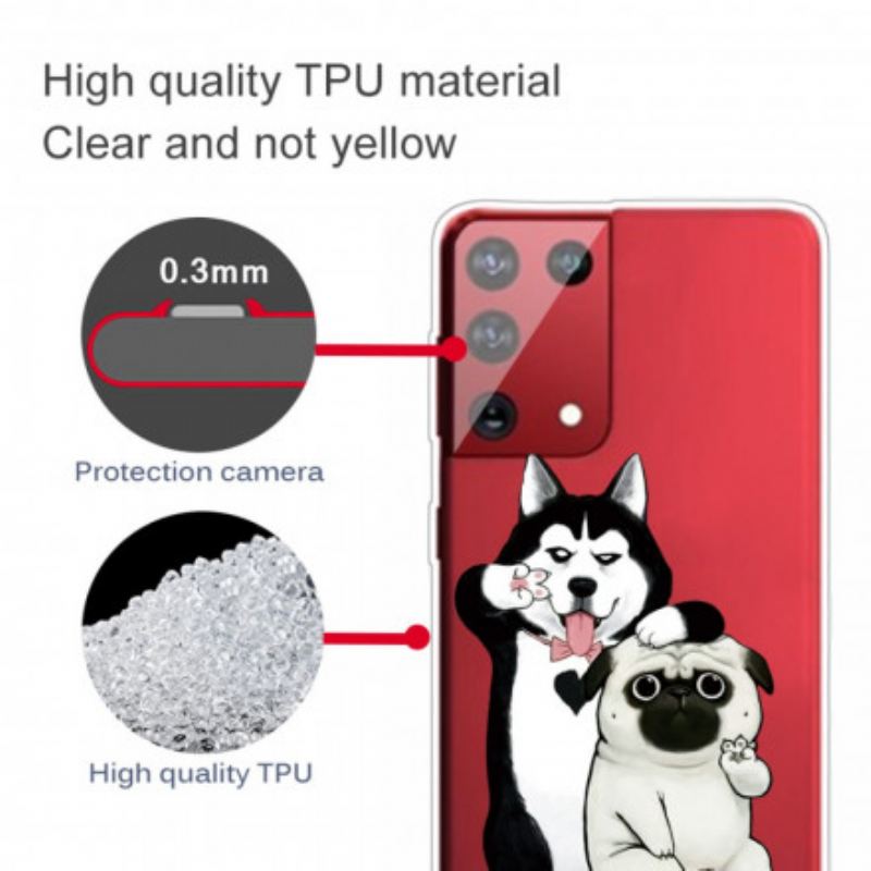 Maskica Samsung Galaxy S21 Ultra 5G Smiješni Psi