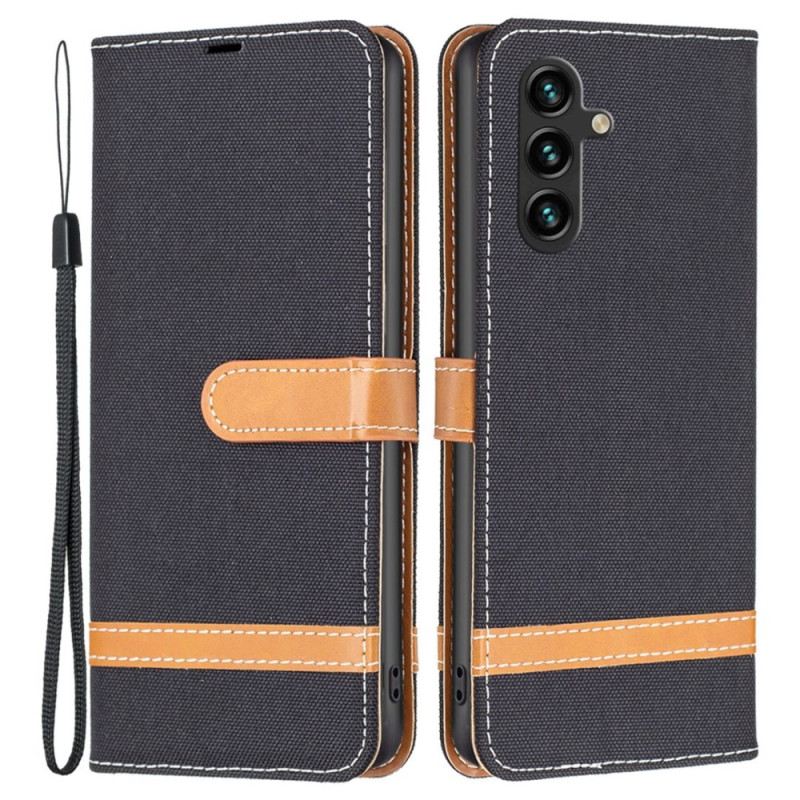 Futrola Samsung Galaxy A14 / A14 5G Remen S Efektom Tkanine I Kože