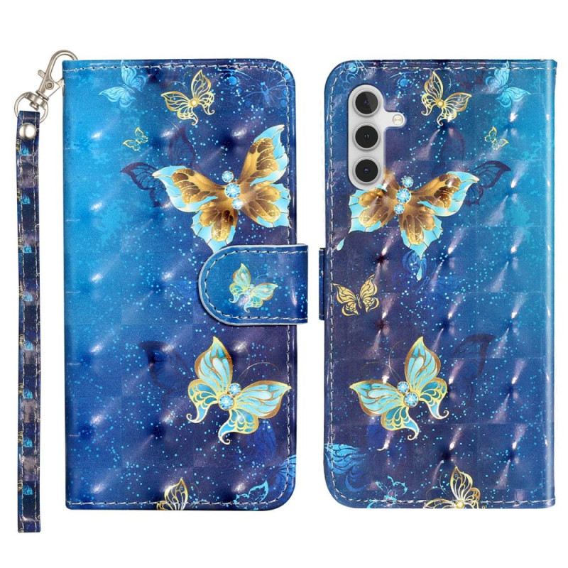 Futrola Samsung Galaxy A14 / A14 5G Zlatni Leptiri S Remenom