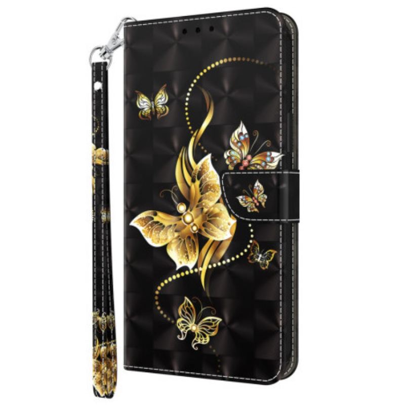 Futrola Samsung Galaxy A14 / A14 5G Zlatni Leptiri S Remenom