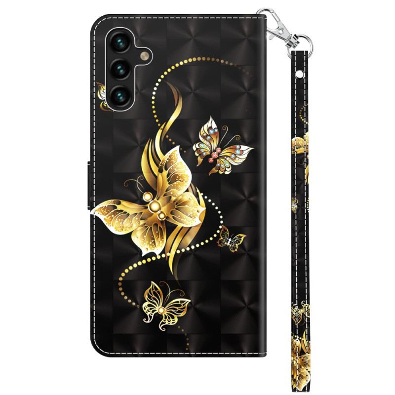 Futrola Samsung Galaxy A14 / A14 5G Zlatni Leptiri S Remenom