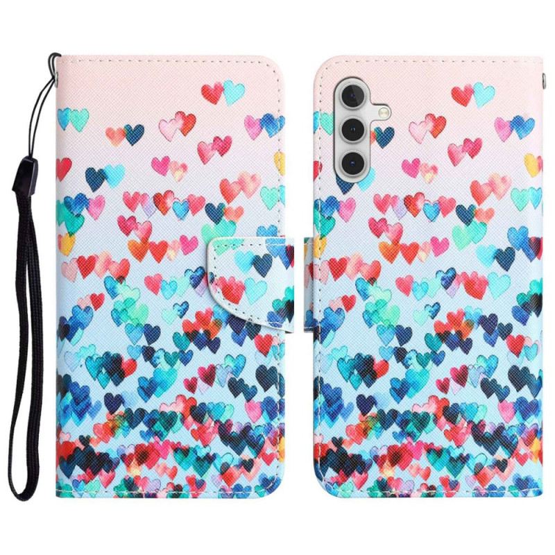 Kožna Futrola Samsung Galaxy A14 / A14 5G Strappy Hearts Rain