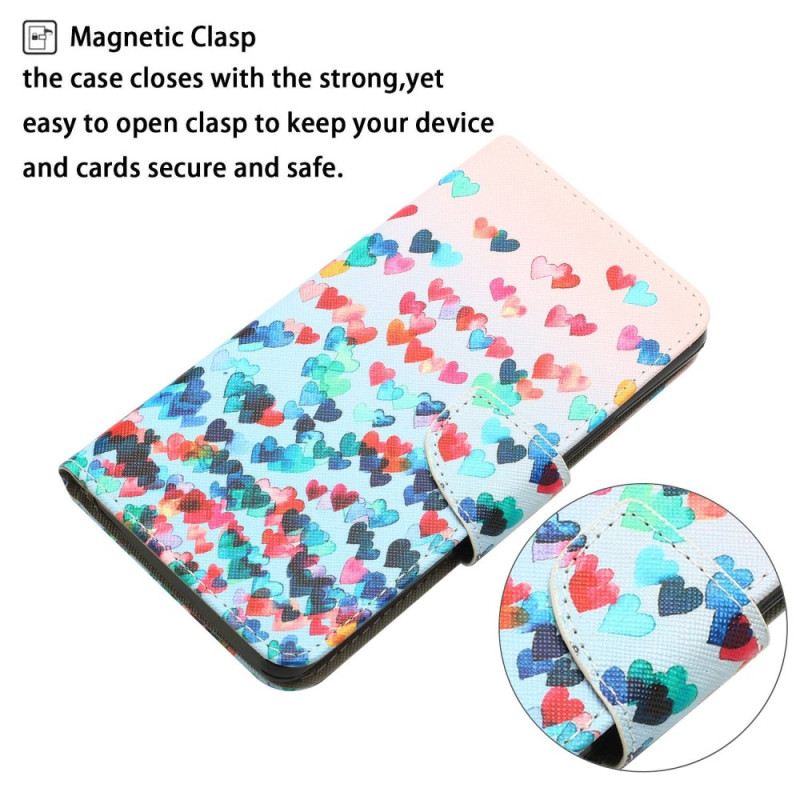 Kožna Futrola Samsung Galaxy A14 / A14 5G Strappy Hearts Rain