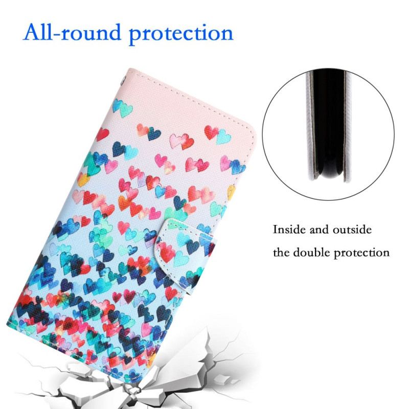 Kožna Futrola Samsung Galaxy A14 / A14 5G Strappy Hearts Rain