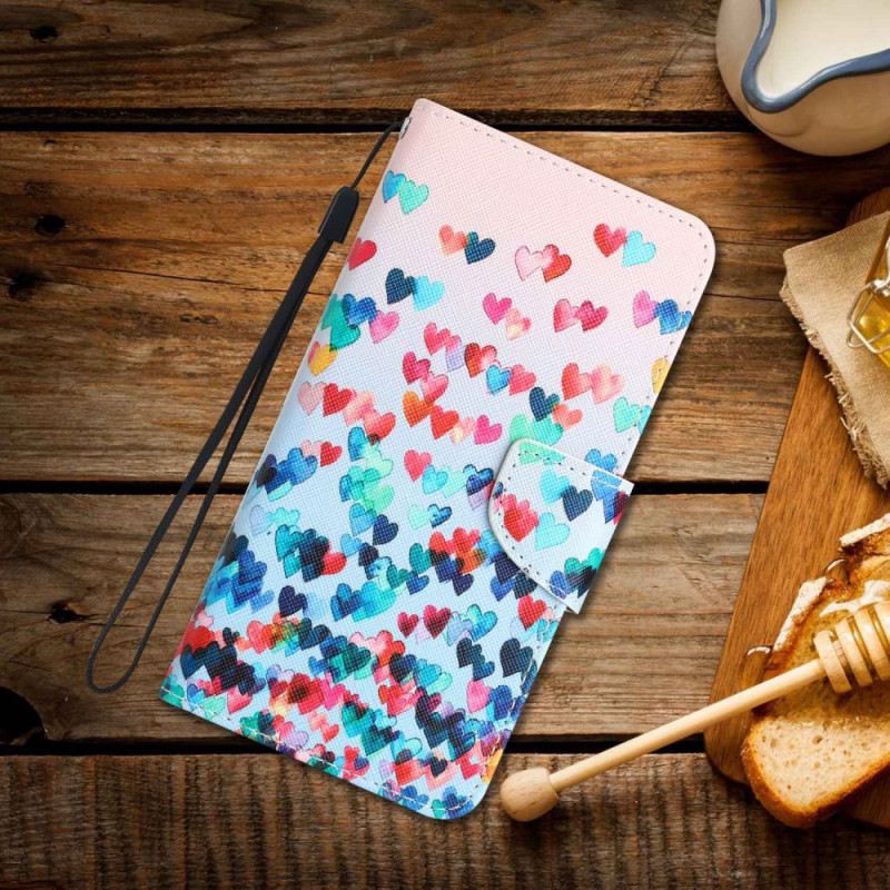 Kožna Futrola Samsung Galaxy A14 / A14 5G Strappy Hearts Rain