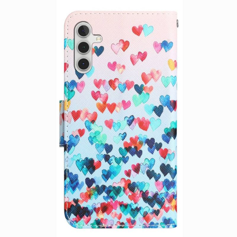 Kožna Futrola Samsung Galaxy A14 / A14 5G Strappy Hearts Rain