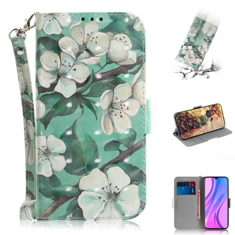 Kožna Futrola Xiaomi Redmi 9 Cvjetna Grana S Remenom