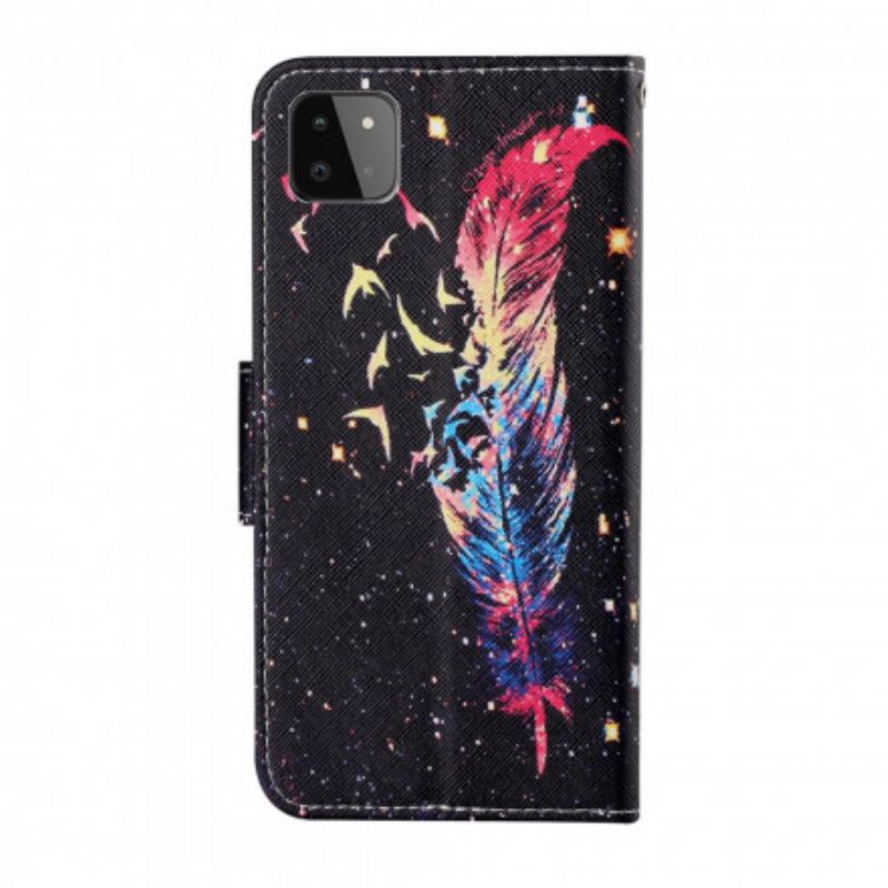 Futrola Samsung Galaxy A22 5G Šareno Pero S Remenom