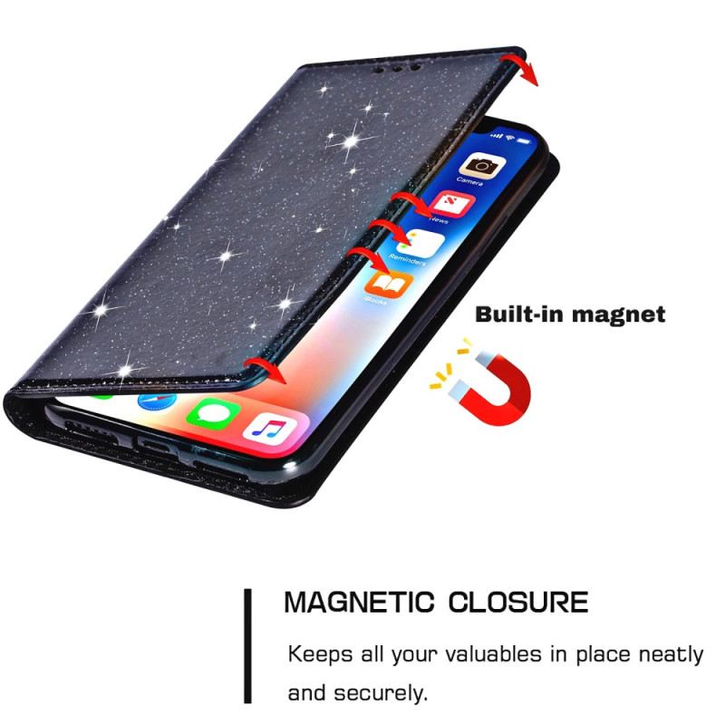 Flip Futrola Xiaomi 13 Kožna Futrola Stil Sa Šljokicama