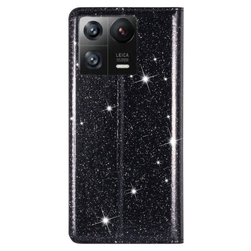 Flip Futrola Xiaomi 13 Kožna Futrola Stil Sa Šljokicama