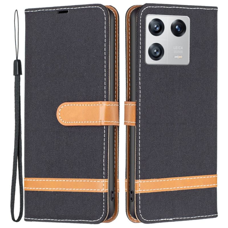 Kožna Futrola Xiaomi 13 Remen S Efektom Tkanine I Kože