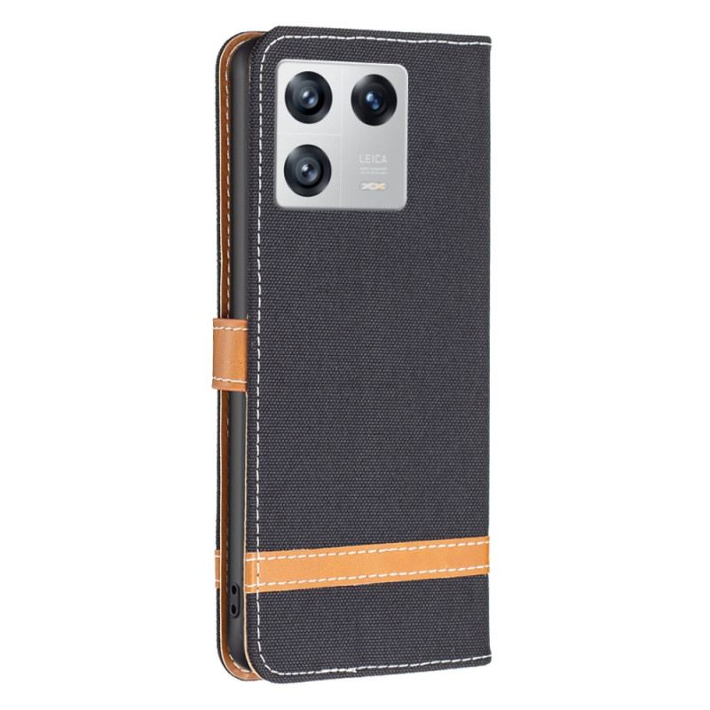 Kožna Futrola Xiaomi 13 Remen S Efektom Tkanine I Kože