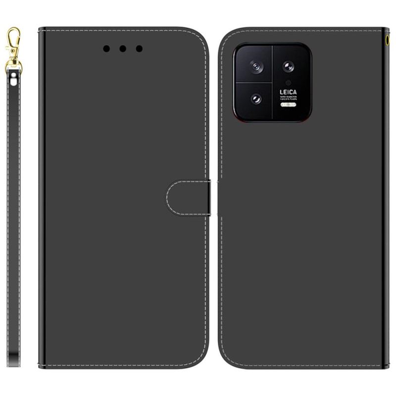 Kožna Futrola Xiaomi 13 Umjetna Zrcalna Koža S Remenom
