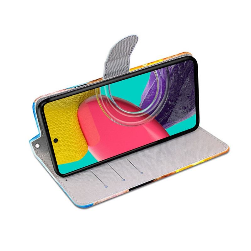Kožna Futrola Samsung Galaxy M53 5G Zvjezdana Mačka S Remenčićima