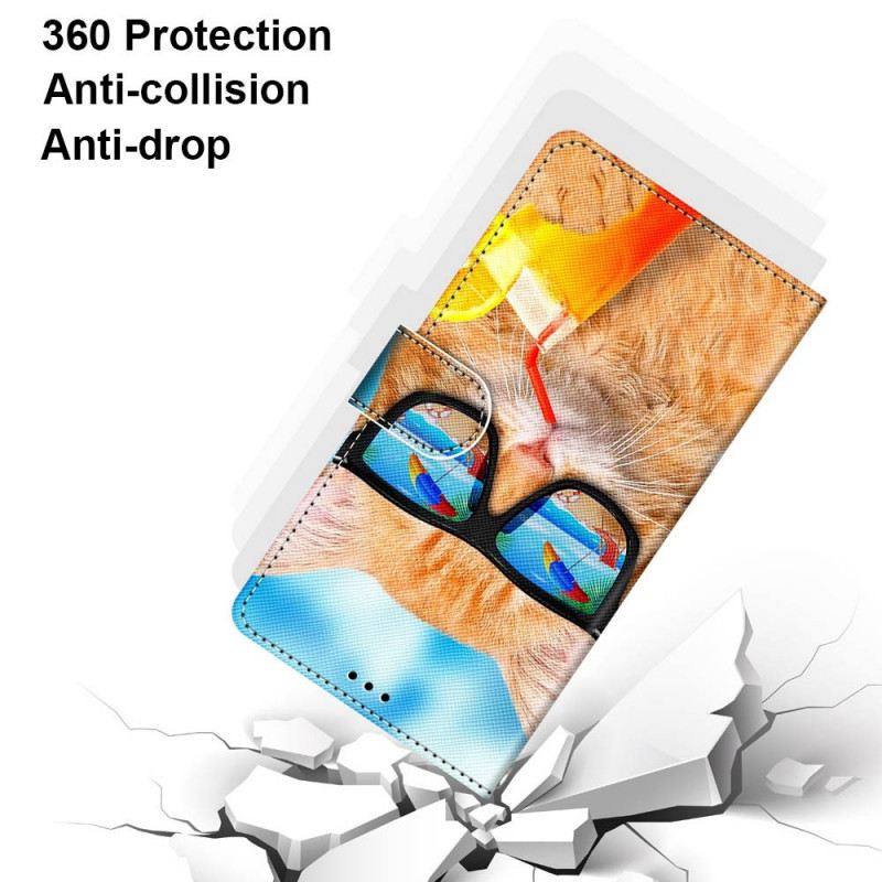 Kožna Futrola Samsung Galaxy M53 5G Zvjezdana Mačka S Remenčićima