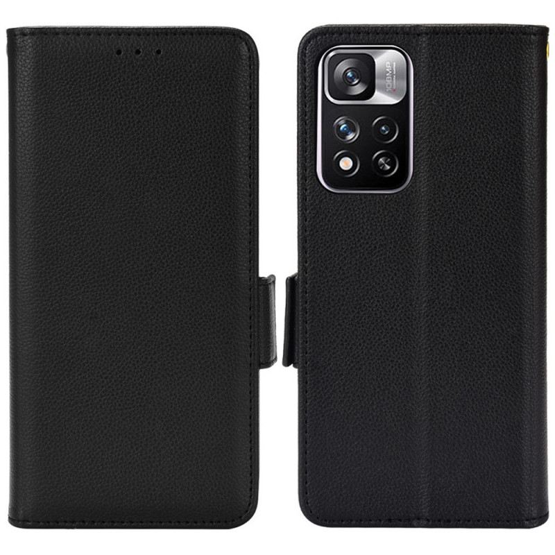 Futrola Xiaomi Redmi Note 11 Pro Plus 5G Dvostruka Kopča Od Litchi Kože