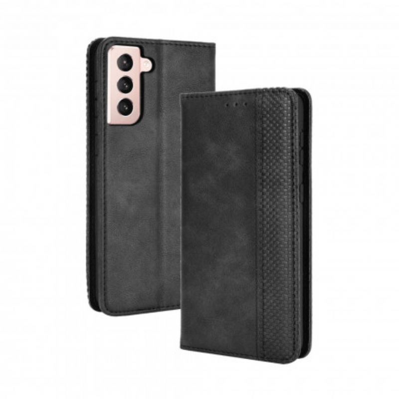 Flip Futrola Samsung Galaxy S21 5G Kožna Futrola Efekt Stilizirane Vintage Kože