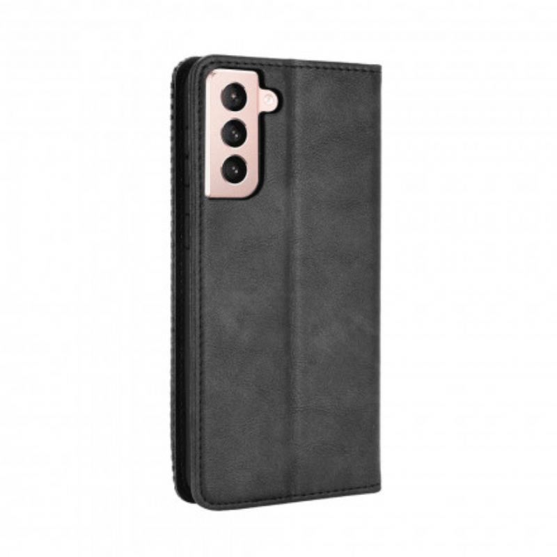 Flip Futrola Samsung Galaxy S21 5G Kožna Futrola Efekt Stilizirane Vintage Kože