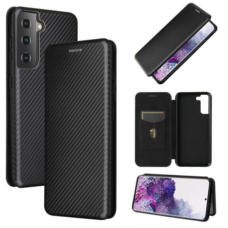 Flip Futrola Samsung Galaxy S21 5G Kožna Futrola Karbonska Vlakna