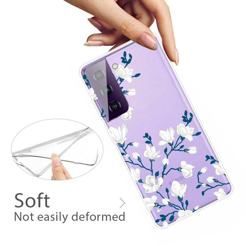 Maskica Samsung Galaxy S21 5G Bijelo Cvijeće