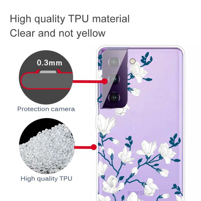 Maskica Samsung Galaxy S21 5G Bijelo Cvijeće