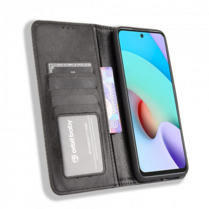 Flip Futrola Xiaomi Redmi 10 Kožna Futrola Efekt Stilizirane Vintage Kože