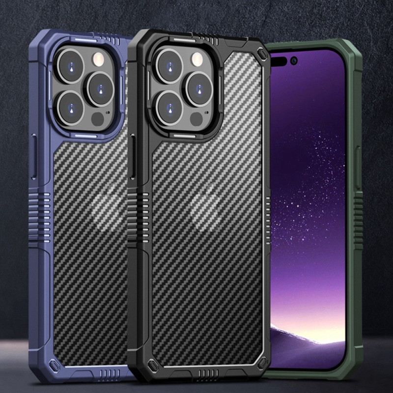 Maskica iPhone 14 Prozirna Karbonska Vlakna