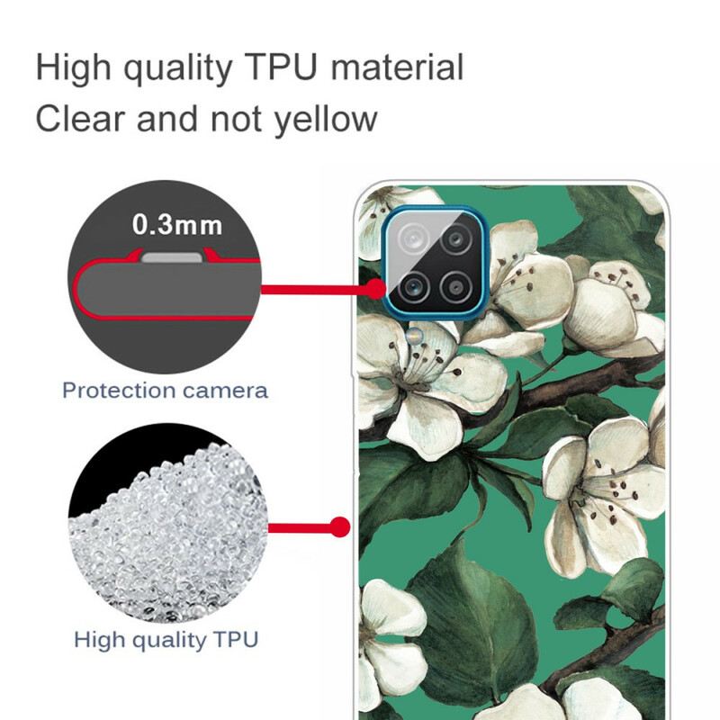 Maskica Samsung Galaxy M12 / A12 Oslikano Bijelo Cvijeće