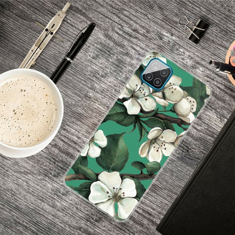 Maskica Samsung Galaxy M12 / A12 Oslikano Bijelo Cvijeće