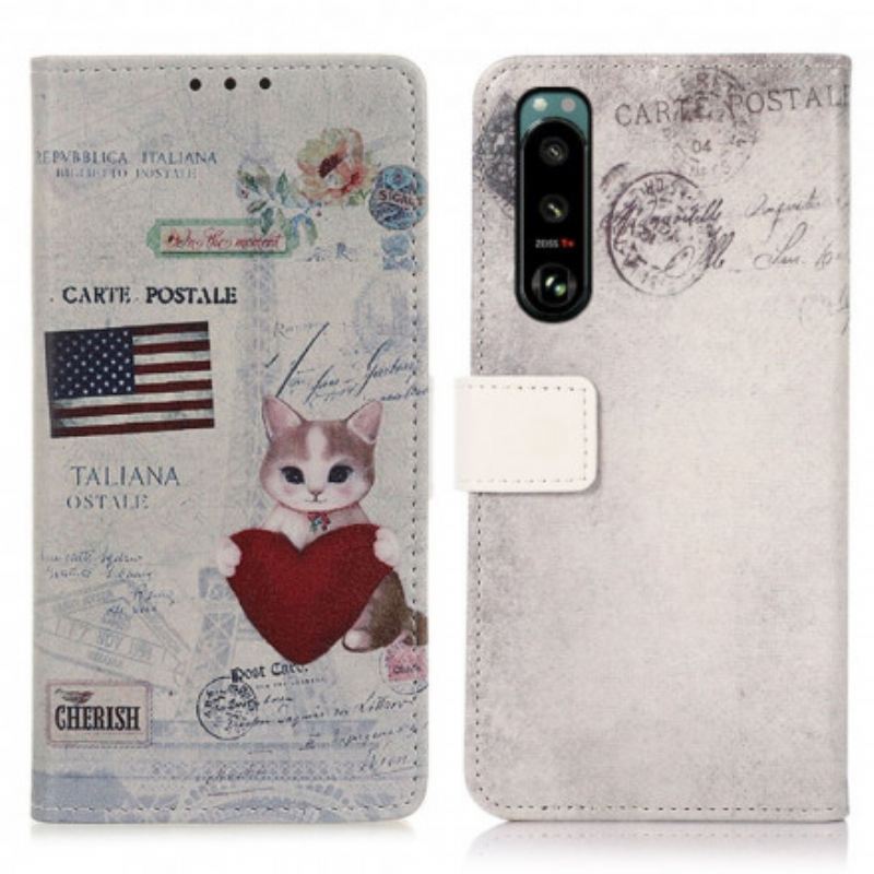 Kožna Futrola Sony Xperia 5 III Putnik Mačka