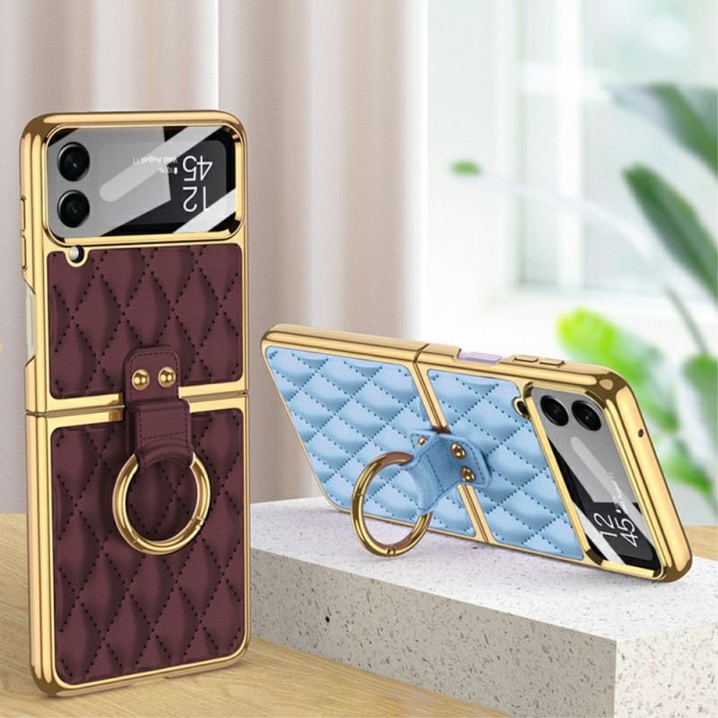 Flip Futrola Samsung Galaxy Z Flip 4 Kožna Futrola Prošiven Gkk Prstenom